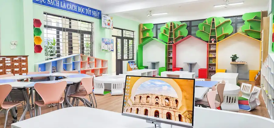 Thư viện thông minh tại Trường Tiểu học Số 2 Hòa Khương - Không gian học tập hiện đại, thúc đẩy văn hoá đọc