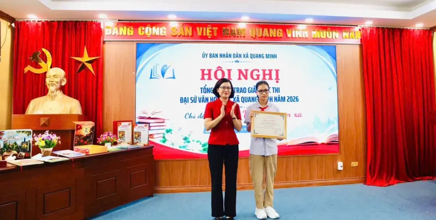 Lễ tổng kết và trao giải cuộc thi Đại sứ Văn hóa đọc năm 2026 tại xã Quang Minh