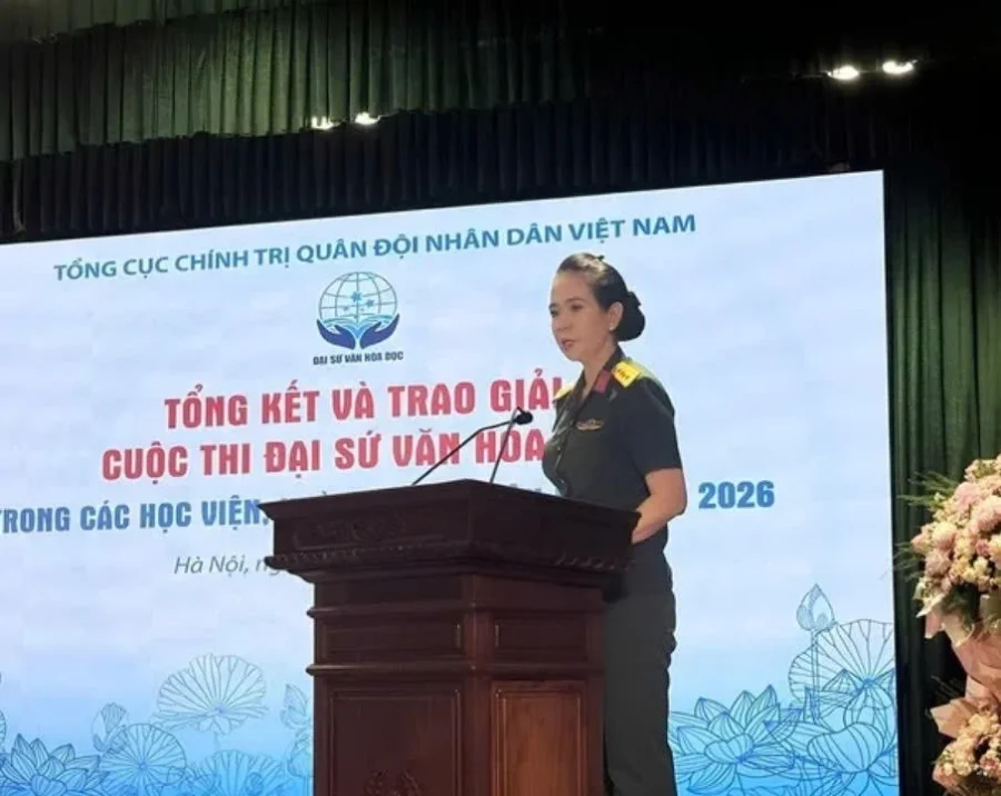 Thượng tướng Trương Thiên Tô phát biểu tại lễ tổng kết cuộc thi văn hóa đọc trong Quân đội