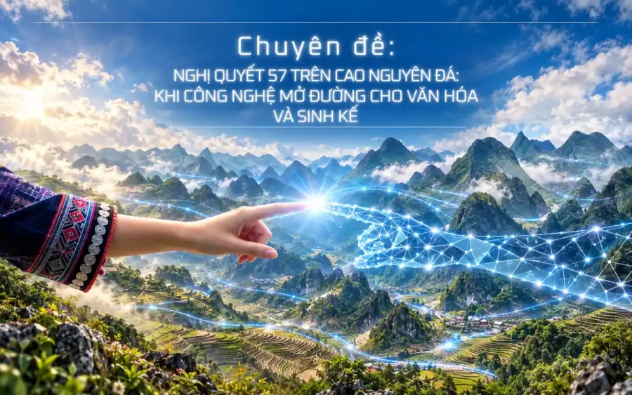 Phó Chủ tịch xã Đồng Văn cùng người dân ghi hình quảng bá văn hóa bản địa